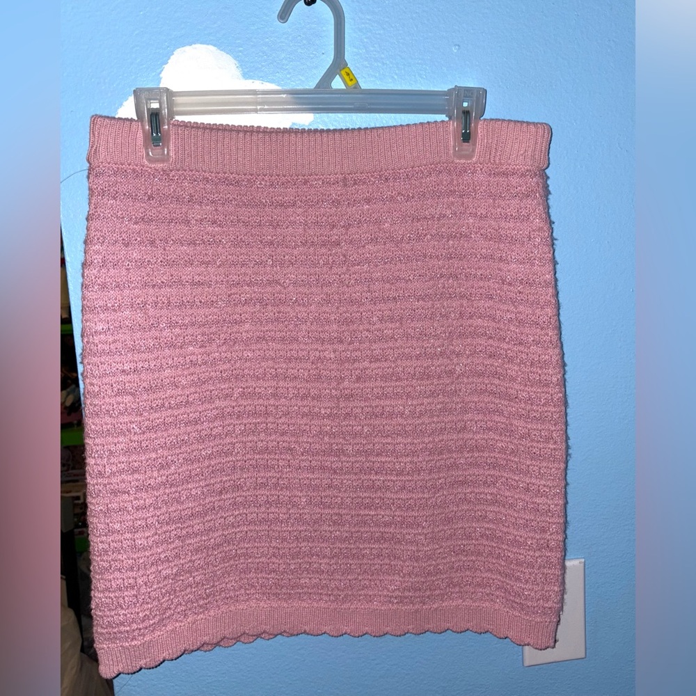 Jessica Simpson - Knitted Sparkly Pink Pull On Skirt